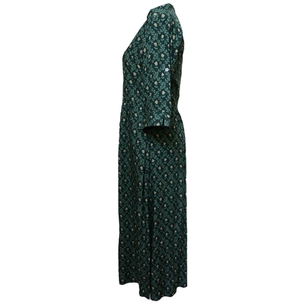 Beau & Ro Green Floral Button Front Midi Dress Size XS - Picture 4 of 12